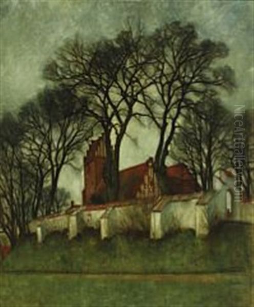 En Landsbykirke Oil Painting by Svend Hammershoi