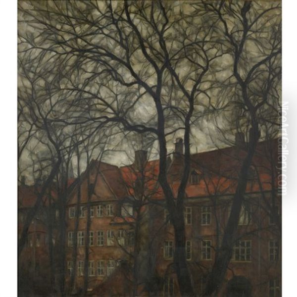 Parti Fra Noggerade I Kobenhavn (view Of Noggerade, Copenhagen) Oil Painting by Svend Hammershoi