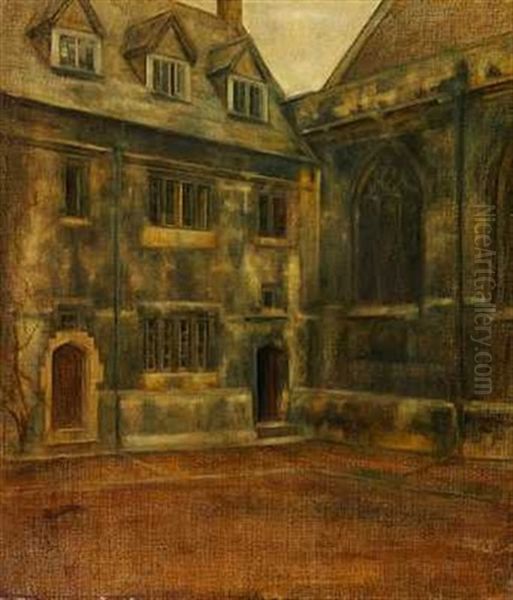 Gardeksterior, Antagelig (lincoln College I Oxford?) Oil Painting by Svend Hammershoi