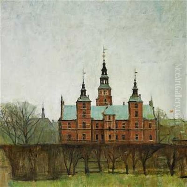 Rosenborg Set Fra Kongens Have Oil Painting by Svend Hammershoi