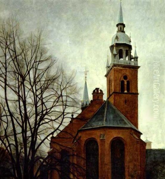 Helligandskirken Pa Stroget I Kobenhavn Oil Painting by Svend Hammershoi