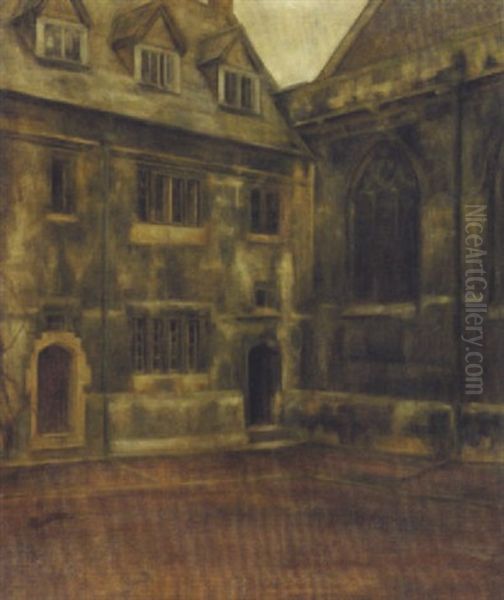 Parti Fra Oxford, Antagelig Lincoln College Oil Painting by Svend Hammershoi