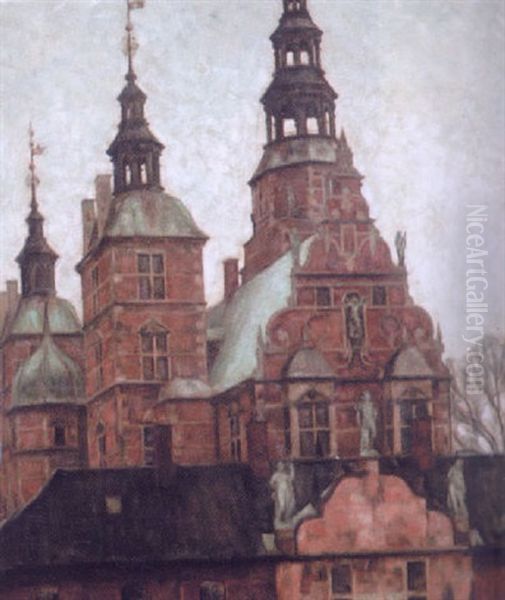 Rosenborg Slot, Set Over Portbygningern Oil Painting by Svend Hammershoi