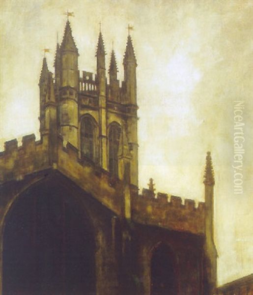 Magdalen Tower And Chapel, Oxford Oil Painting by Svend Hammershoi