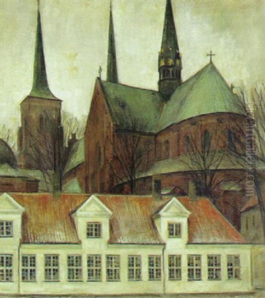 Roskilde Domkirke Oil Painting by Svend Hammershoi