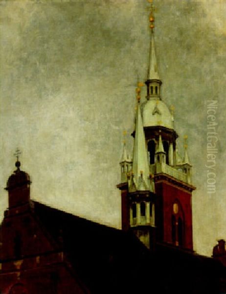 The Bell Tower Oil Painting by Svend Hammershoi