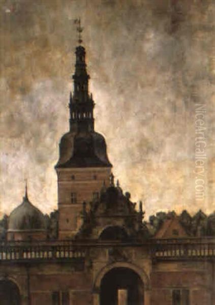 Frederiksborg Castle, Hiller+d Oil Painting by Svend Hammershoi