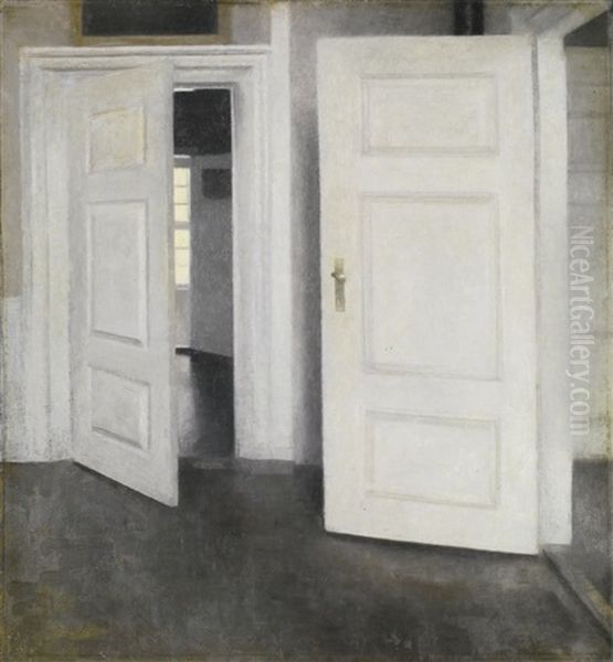 White Doors, Strandgade 30 Oil Painting by Vilhelm Hammershoi