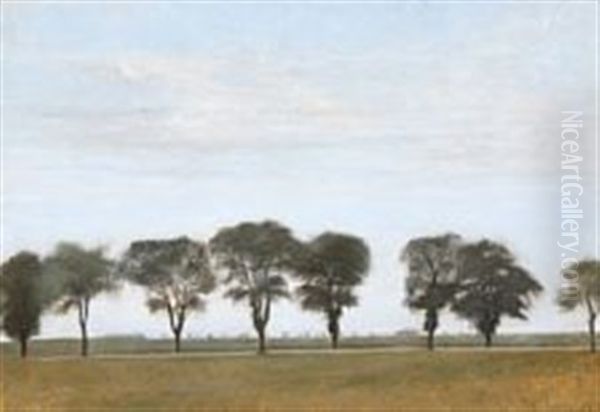 Landscape From Gentofte North Of Copenhagen, Summer Oil Painting by Vilhelm Hammershoi