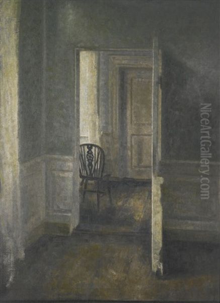 Interior With Windsor Chair Oil Painting by Vilhelm Hammershoi