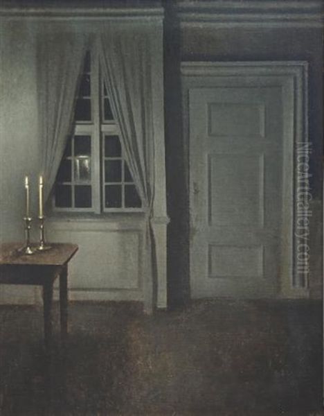 Interior With Two Candles by Vilhelm Hammershoi