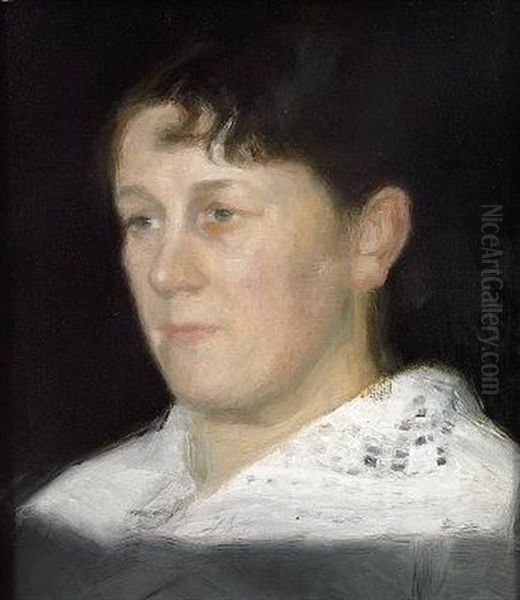 Portraet-hovede Forstillende Fru Vilhelmine Bramsen I Halvprofil Mod Venstre Oil Painting by Vilhelm Hammershoi