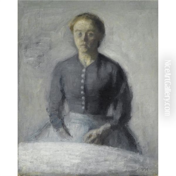 Portraet Af Ida-portrait Of Ida Oil Painting by Vilhelm Hammershoi