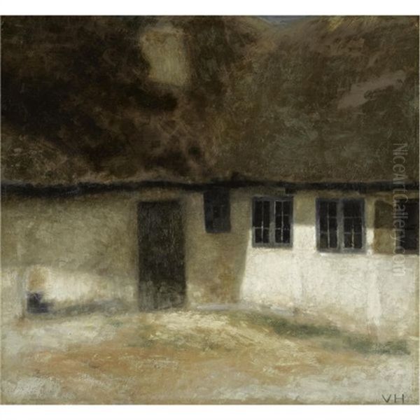 Hjornet Af En Bondegard-corner Of A Farm Oil Painting by Vilhelm Hammershoi