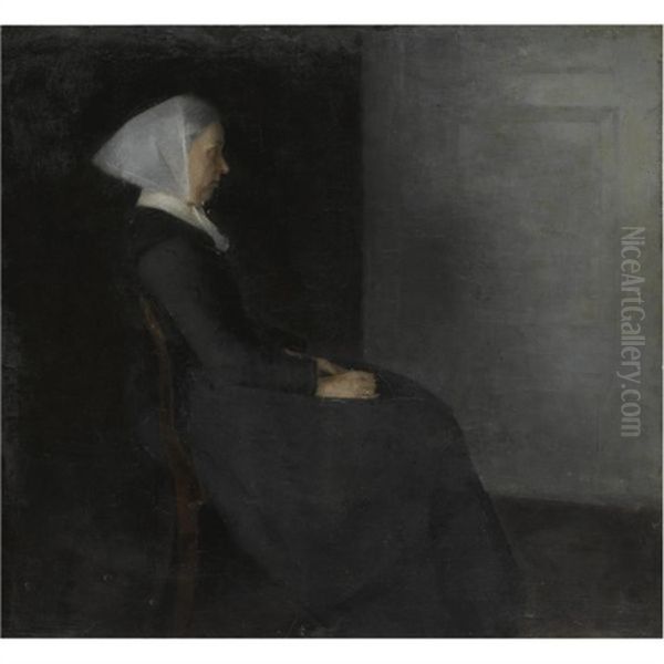 Kunstnerens Moder Frederikke Hammershoi-portrait Of The Artist's Mother Oil Painting by Vilhelm Hammershoi