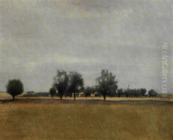 Landskab. Sommer. Falster. Fladt Terraen Oil Painting by Vilhelm Hammershoi