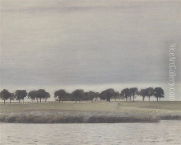 Landskab Oil Painting by Vilhelm Hammershoi