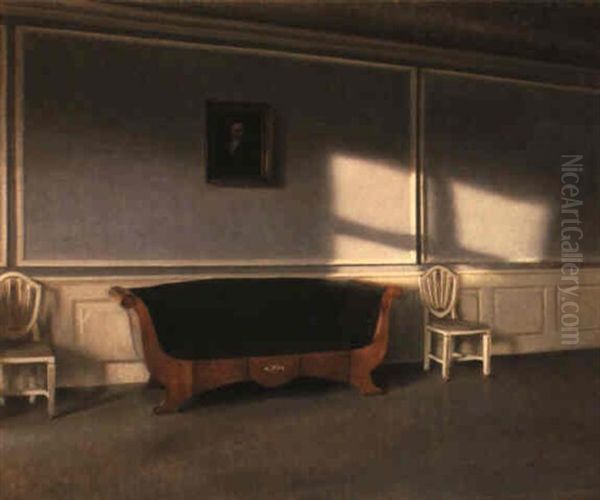 Solskin I Dagligstuen Iii (sunshine In The Drawing Room Iii) Oil Painting by Vilhelm Hammershoi