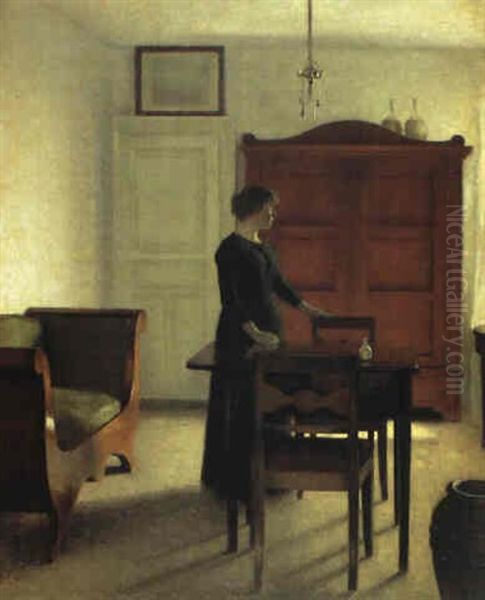 Sollys I Stuen Oil Painting by Vilhelm Hammershoi