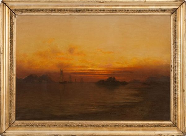 Dramatic Sunset On The Coast Oil Painting by John Olson Hammerstad