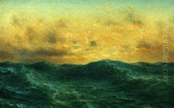 Sunrise Over The Ocean Oil Painting by John Olson Hammerstad