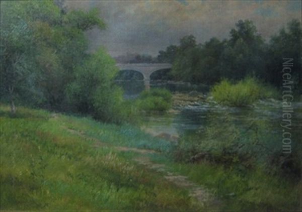 Riverscape With Bridge by Clawson Shakespeare Hammitt