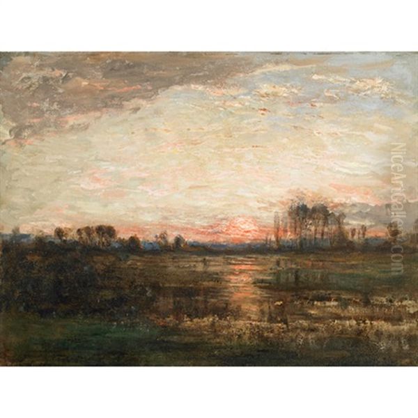 Evening Landscape Oil Painting by John A. Hammond