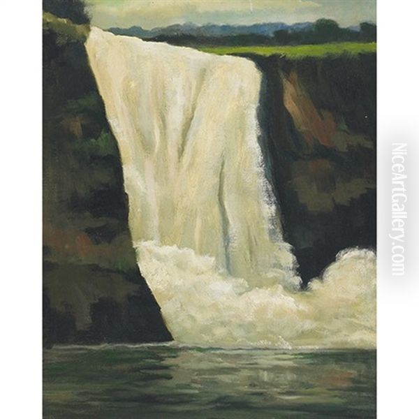 Takaca Falls, B.c. Oil Painting by John A. Hammond