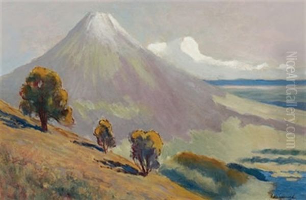 Fuji Yama At Sunlight Oil Painting by John A. Hammond