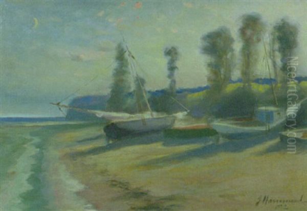 Fishing Boats, Allens Creek, Nb Oil Painting by John A. Hammond