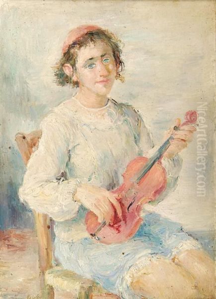 Young Violinist Oil Painting by Jacob, Jacques Balgley