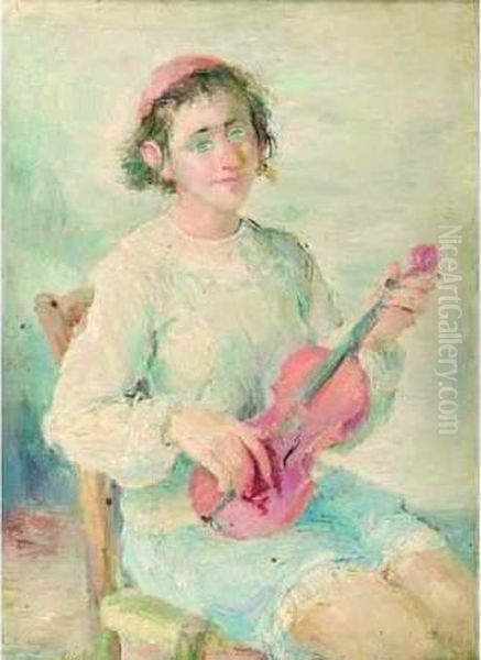 Jacob . Jeune Violoniste. 1928 Oil Painting by Jacob, Jacques Balgley