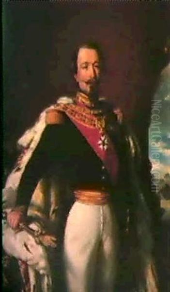 Portrait De L'empereur Napoleon Iii (1808-1873) Et De       L'imperatrice Eugenie (1826-1920) Oil Painting by Pierre Paul Hamon