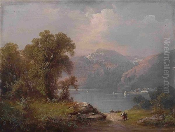 Gebirgssee Oil Painting by Guido Hampe