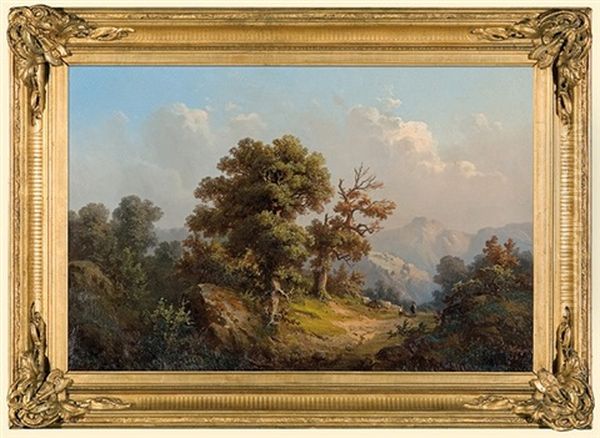 Landscape With Mountain Road Oil Painting by Guido Hampe