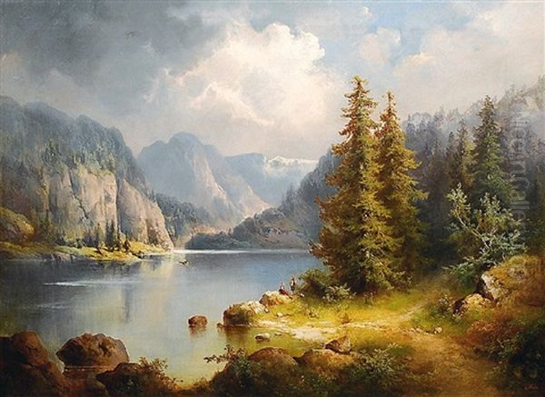 Gebirgssee Oil Painting by Guido Hampe