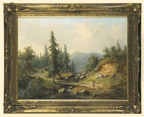 Schwarzwald Mountains Landscape Oil Painting by Guido Hampe