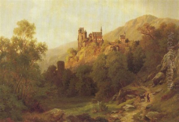 Landschaft Mit Burg Und Kapellen Oil Painting by Guido Hampe