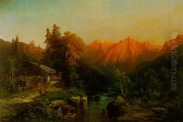 Alpengluhen Oil Painting by Guido Hampe