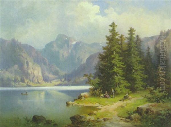 Der Hintersee Bei Berchtesgaden Oil Painting by Guido Hampe