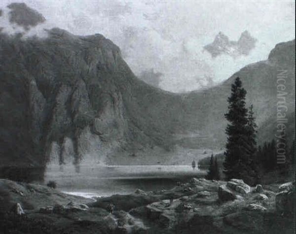 Schweizer Gebirgssee Oil Painting by Guido Hampe