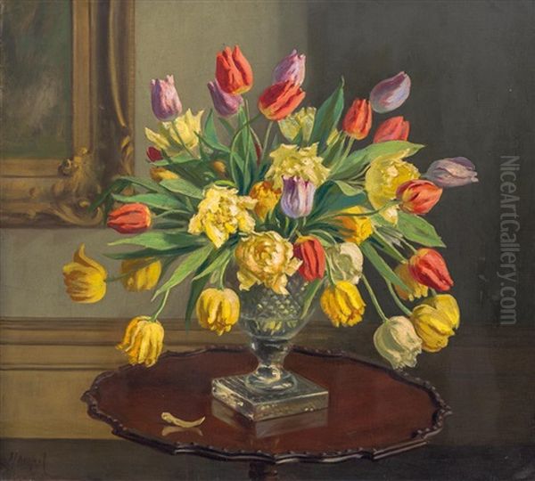 Early Tulips Oil Painting by Carl Hampel