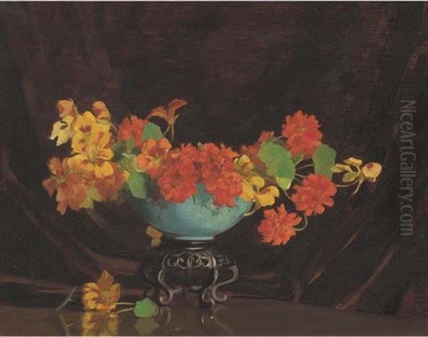 Nasturtiums Oil Painting by Carl Hampel