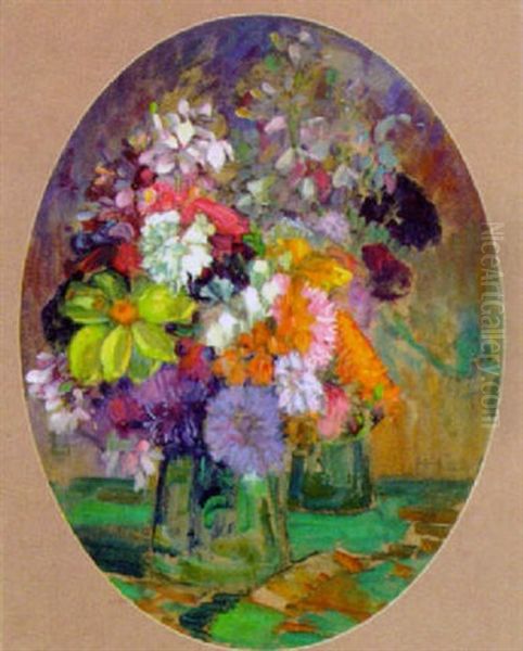 Blumenstilleben Oil Painting by Sigmund Walter Hampel