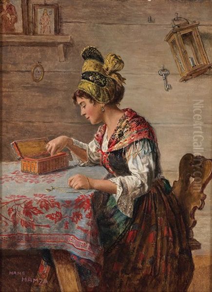 Madchen In Tracht Oil Painting by Hans Hamza