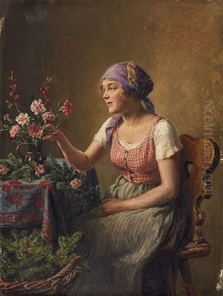 The Flower Girl Oil Painting by Hans Hamza