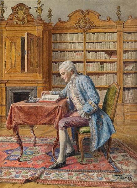 In Der Bibliothek Oil Painting by Hans Hamza