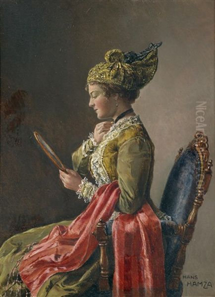 Madchen In Linzer Burgertracht Oil Painting by Hans Hamza