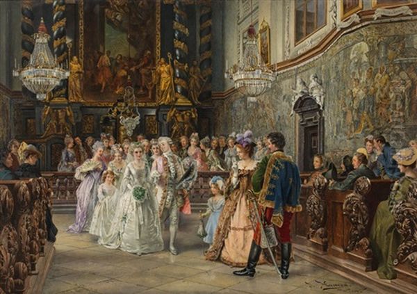 The Wedding Procession Oil Painting by Johann Hamza