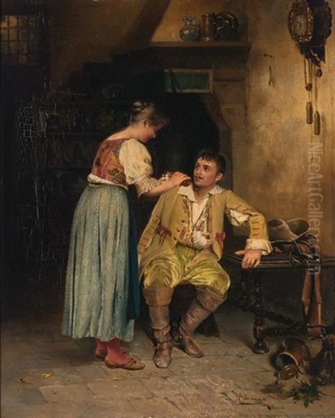 Love At First Sight Oil Painting by Johann Hamza